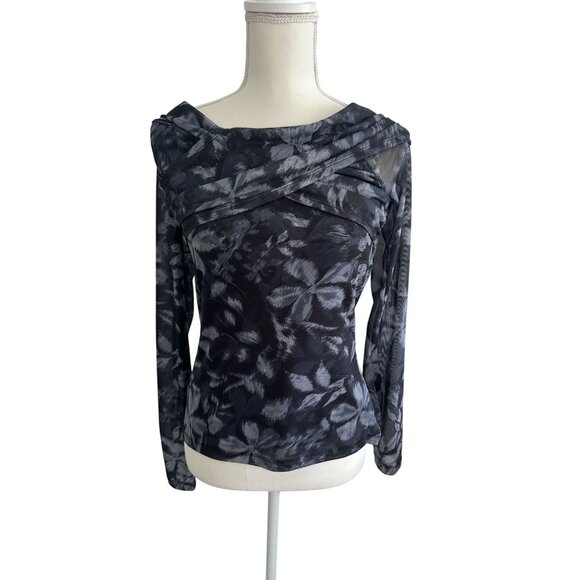 STEVE MADDEN Black Gray Mesh Wrap Top Size XL NEW with tags - Picture 3 of 7